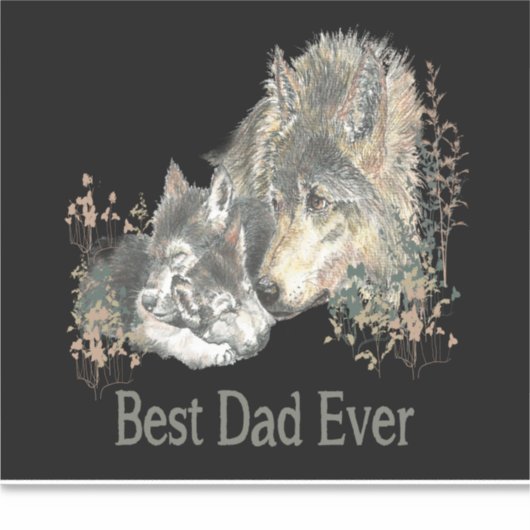 Beste vader ooit Waterverf Wolf & Cub Quote Sticker (Voorkant)