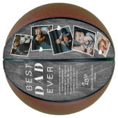 Beste vader ooit Woodgrain Fathers Dag Foto Collag Basketbal (Voorkant)