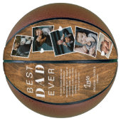 Beste vader ooit Woodgrain Fathers Dag Foto Collag Basketbal (Voorkant)