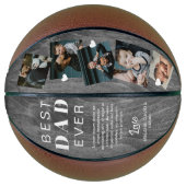 Beste vader ooit Woodgrain Fathers Dag Foto Collag Basketbal (Voorkant)