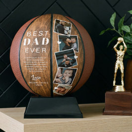 Beste vader ooit Woodgrain Fathers Dag Foto Collag Basketbal