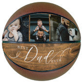 Beste vader ooit Woodgrain Fathers Dag Foto Collag Basketbal (Voorkant)