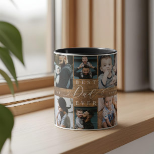 Beste vader ooit Woodgrain Fotocollage Keepsake Mok