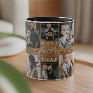 Beste vader ooit Woodgrain Fotocollage Keepsake Mok