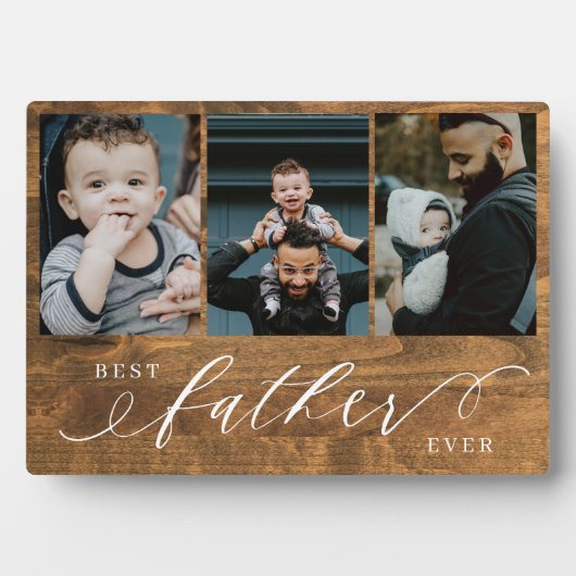 Beste vader ooit Woodgrain vaders dag cadeau foto Fotoplaat (voorkant)