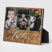 Beste vader ooit Woodgrain vaders dag cadeau foto Fotoplaat (Zijkant)