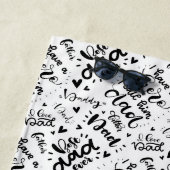 Beste vader ooit Word Art Black White Vaderdag Fl Strandlaken (In situ)