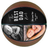 Beste vader ooit zwart 2 Foto modern Name Script Basketbal (Voorkant)
