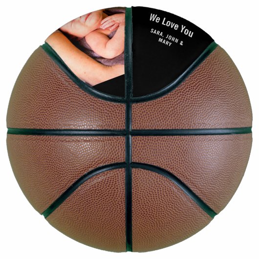 Beste vader ooit zwart 2 Foto modern Name Script Basketbal (Rechts)