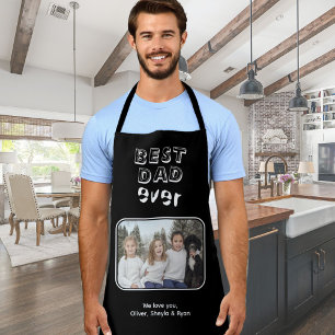 Beste vader ooit zwart, Aangepaste foto in Keepsla Schort