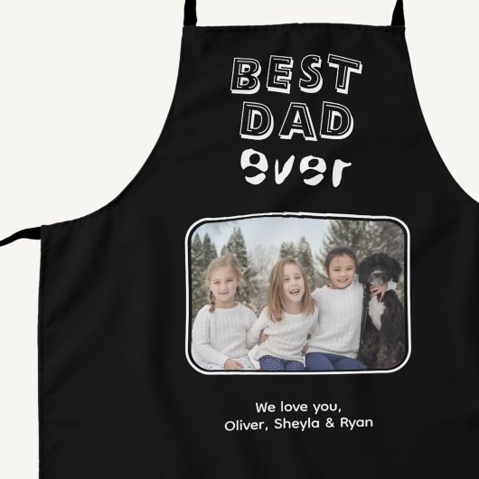 Beste vader ooit zwart, Aangepaste foto in Keepsla Schort