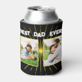 Beste vader ooit zwart en goud familie fotocollage blikjeskoeler (Blikje Voorkant)