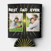 Beste vader ooit zwart en goud familie fotocollage blikjeskoeler (Voorkant)