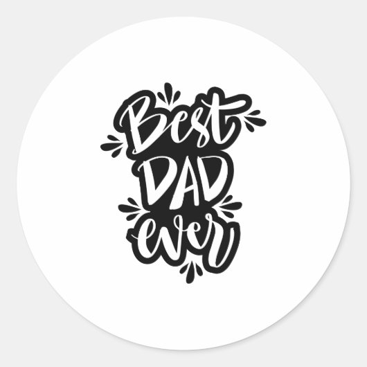 Beste vader ooit zwart-wit tekst ronde sticker (Voorkant)