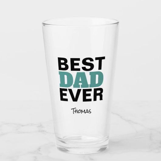 Beste vader ooit zwarte Blauwgroen typografie gepe Glas (Voorkant)