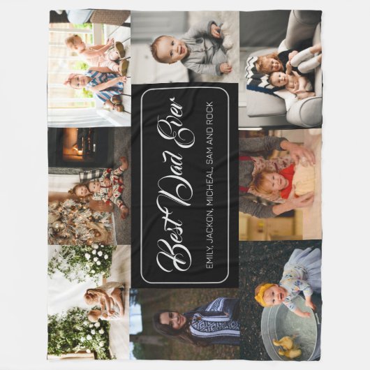Beste vader ooit zwarte fotocollage fleece deken (Voorkant)