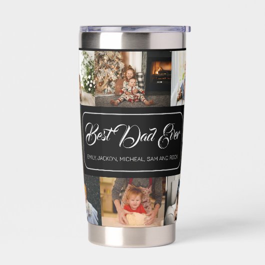 Beste vader ooit zwarte fotocollage geïsoleerde drinkbeker (Links)