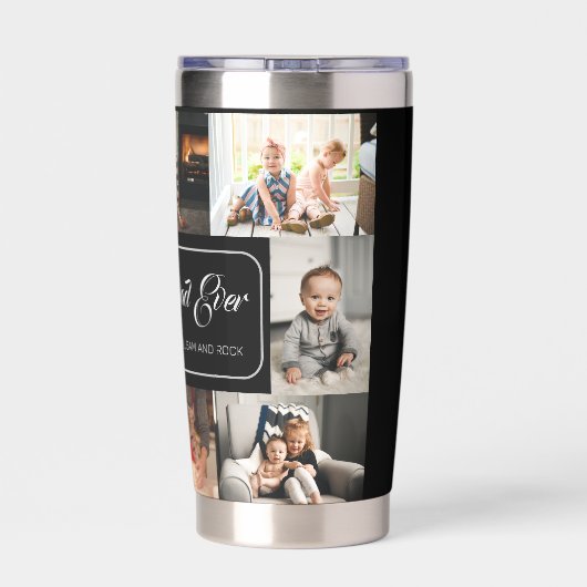 Beste vader ooit zwarte fotocollage geïsoleerde drinkbeker (Achterkant)