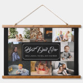 Beste vader ooit zwarte fotocollage hangend wandkleed (Voorkant)