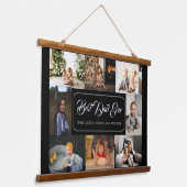 Beste vader ooit zwarte fotocollage hangend wandkleed (Gebogen)