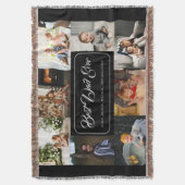 Beste vader ooit zwarte fotocollage modern deken (Voorkant Verticaal)