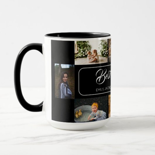 Beste vader ooit zwarte fotocollage mok (Links)