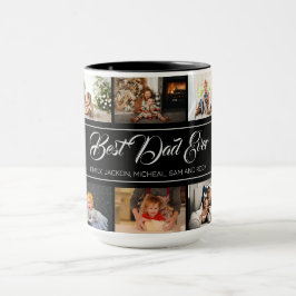 Beste vader ooit zwarte fotocollage mok