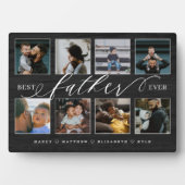 Beste Vader Ooit Zwarte Houtkorrel Fotocollage Fotoplaat (voorkant)