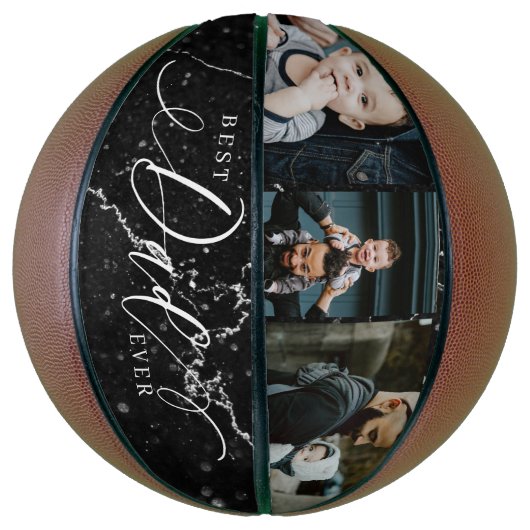 Beste vader ooit zwarte marmer Fathers Dag Collage Basketbal (Verticaal)