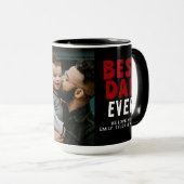 Beste vader ooit zwarte Rode Familie Foto Mok (Voorkant rechts)