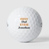 Beste vader ooit Zwarte Sinaasappel Typografie gep Golfballen (Voorkant)