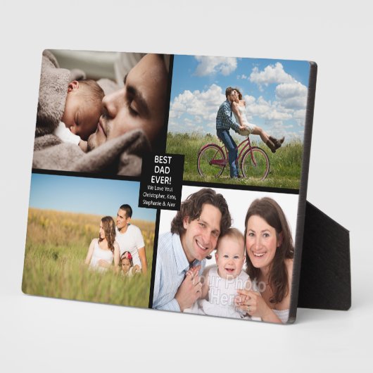 Beste vader ooit zwarte vaders Dag 4 Foto Collage Fotoplaat (Zijkant)