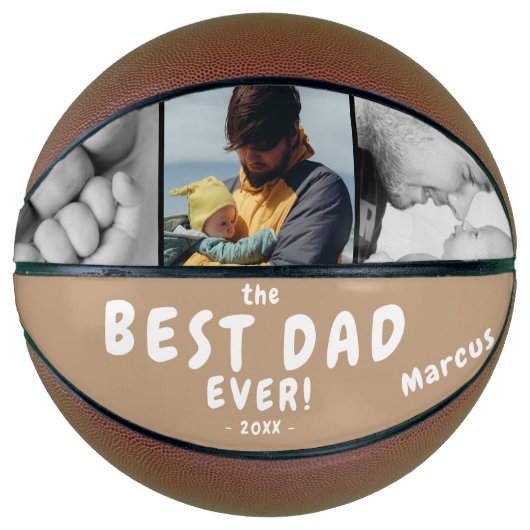 Beste vader op dag 3 Foto Collage Basketbal (Voorkant)