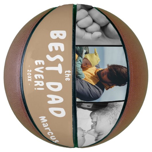 Beste vader op dag 3 Foto Collage Basketbal (Verticaal)