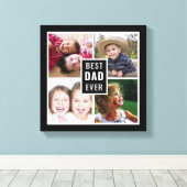 Beste vader op dag 4 Foto Collage Black Canvas Afdruk (Insitu (Houten vloer))