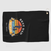 Beste vader op de persoonlijke dag van de Retro Golfhanddoek (Horizontaal)