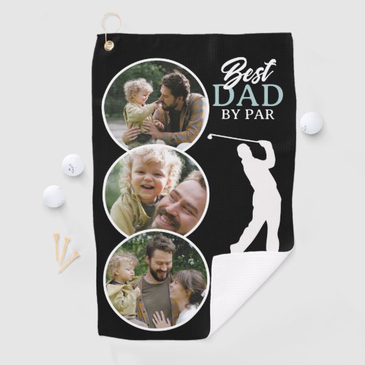 Beste vader op foto Collage Monogram Golfhanddoek (Insitu)