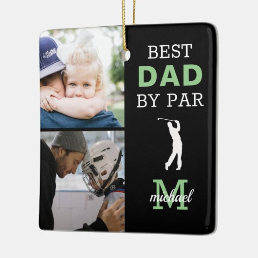 Beste vader op foto-monogram van Par Keramisch Ornament (Links)