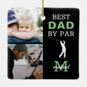 Beste vader op foto-monogram van Par Keramisch Ornament (Achterkant)