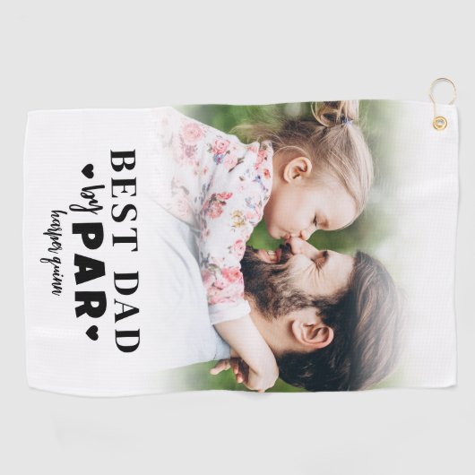 Beste vader op foto vaderdag golfhanddoek (Horizontaal)