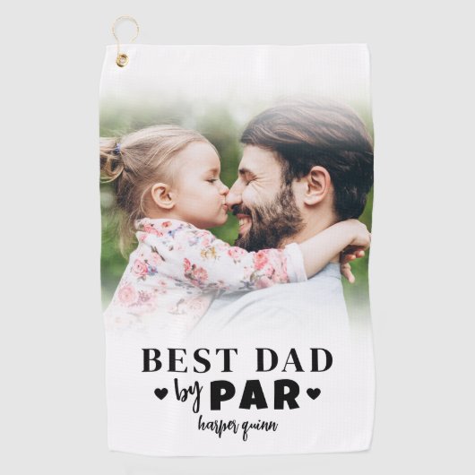 Beste vader op foto vaderdag golfhanddoek (Voorkant)