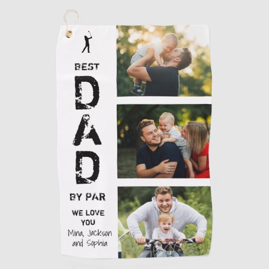 Beste vader op foto van Par Golfer Vaderdag Golfhanddoek (Voorkant)