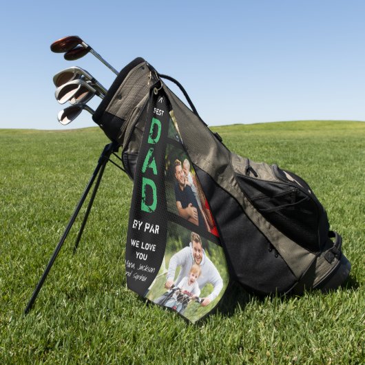 Beste vader op foto van Par Golfer Vaderdag Golfhanddoek (Groen)