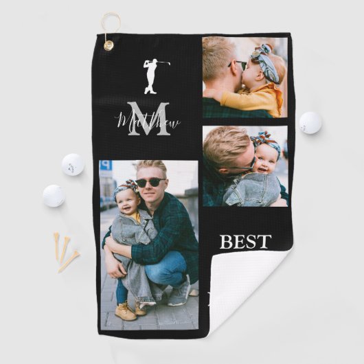 Beste vader op papier | Aangepaste 3-fotohanddoek Golfhanddoek (Insitu)