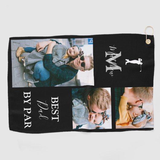 Beste vader op papier | Aangepaste 3-fotohanddoek Golfhanddoek (Horizontaal)