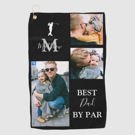 Beste vader op papier | Aangepaste 3-fotohanddoek Golfhanddoek (Voorkant)