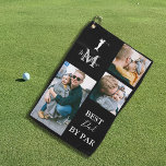 Beste vader op papier | Aangepaste 3-fotohanddoek Golfhanddoek<br><div class="desc">Persoonlijke momogramfoto collage golfhanddoek,  voor alle vaders deze dag,  met sjabloon tekst die 'BEST DAD BY PAR' leest,  gepersonaliseerd met je vaders naam en initiaal en een collage van 3 foto's. Alle doopvontstijlen,  grootte en kleuren kunnen worden veranderd door op de pas verdere verbinding na het personaliseren te klikken.</div>