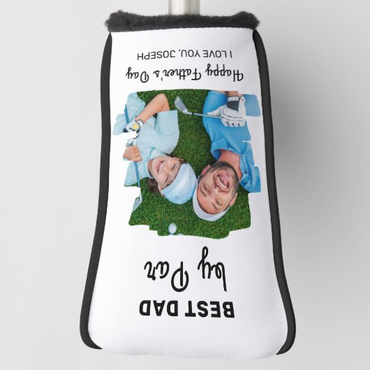 Beste vader op papier Aangepaste foto Happy Vaderd Golfheadcover (Draai 90)