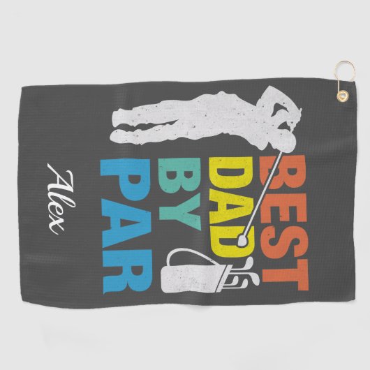 Beste vader op papier, aangepaste naam Vaderdag Golfhanddoek (Horizontaal)