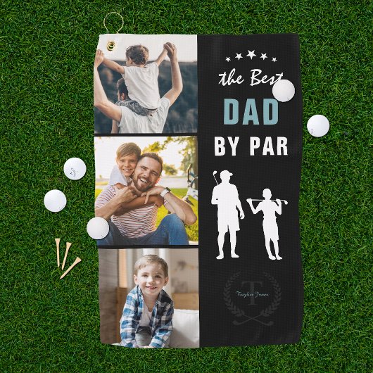Beste vader op papier | Monogram fotocollage Golfhanddoek